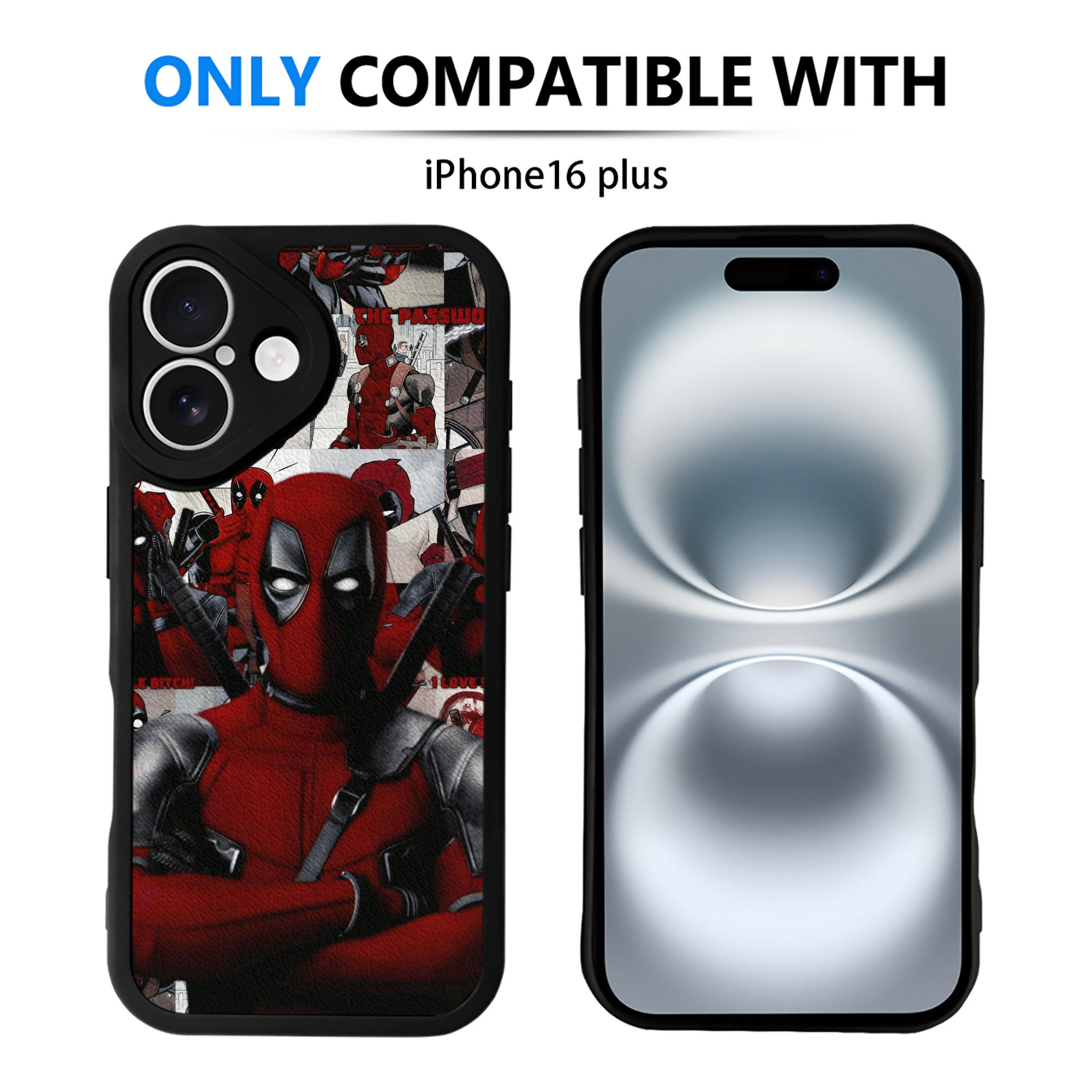 （画像用） Deadpool デッドプール 【iPhone 16シリーズ対応】シリコンスマホケース（レザー調） 材質：シリコン